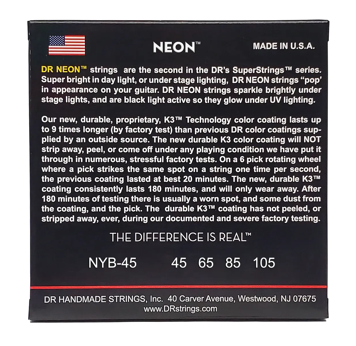 DR BASS STRINGS NEON YELLOW 4STR — view 4