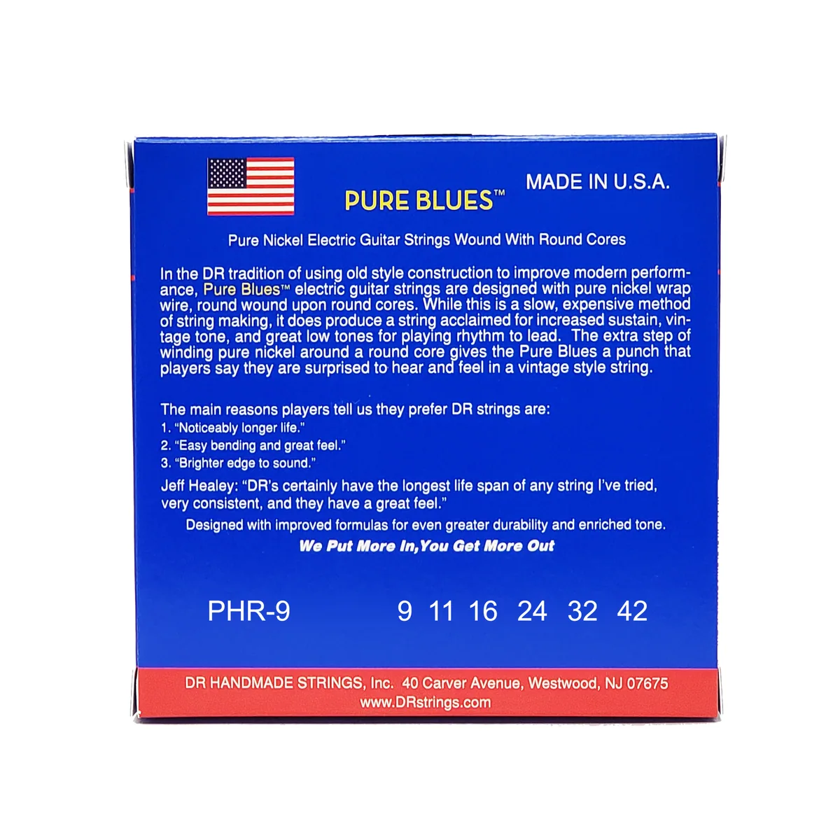 DR Strings Pure Blues Nickel, Light, 9-42 Gauge Electric Guitar Strings — view 3
