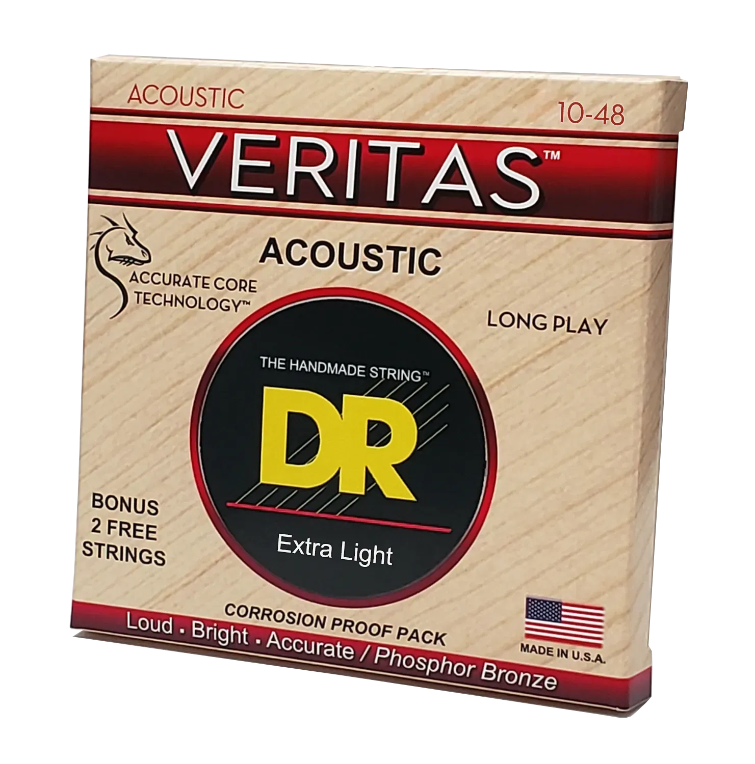 DR Strings Veritas Phosphor Bronze Acoustic Guitar Strings VTA-10 Extra Light 10-48 — view 2