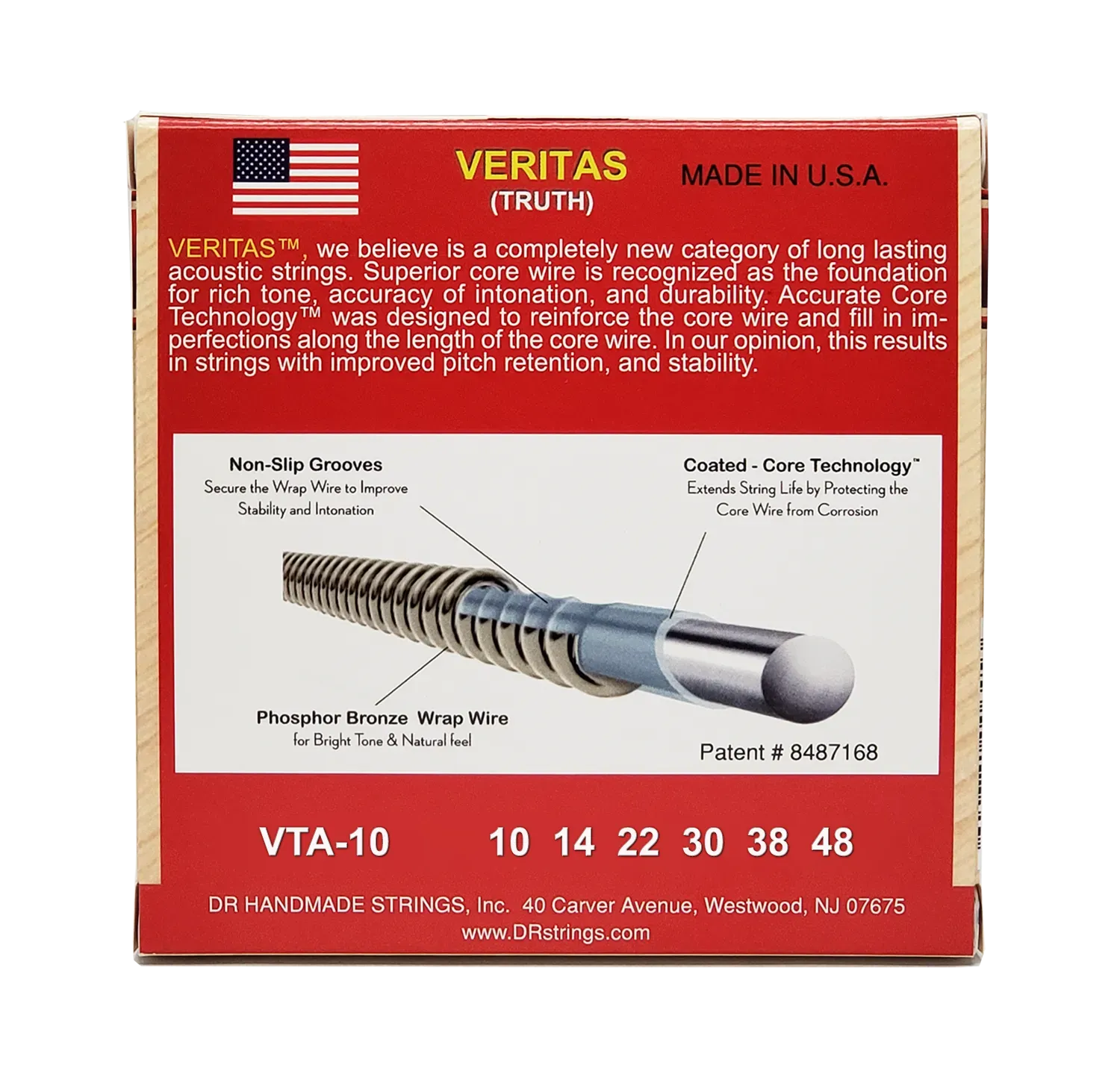 DR Strings Veritas Phosphor Bronze Acoustic Guitar Strings VTA-10 Extra Light 10-48 — view 4