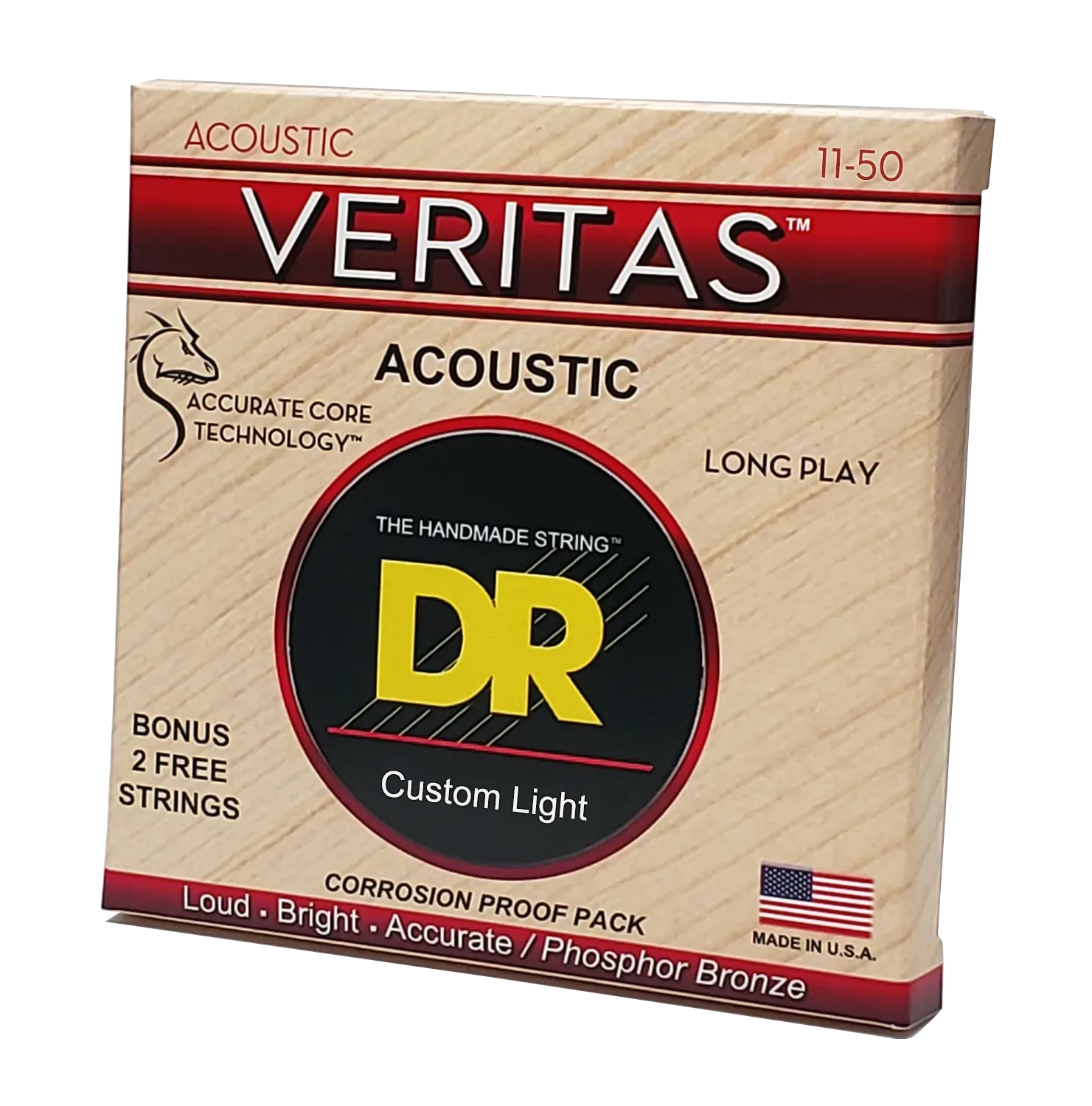 DR Strings Veritas - .011-.050 Custom Light Phosphor Bronze Acoustic Strings — view 2