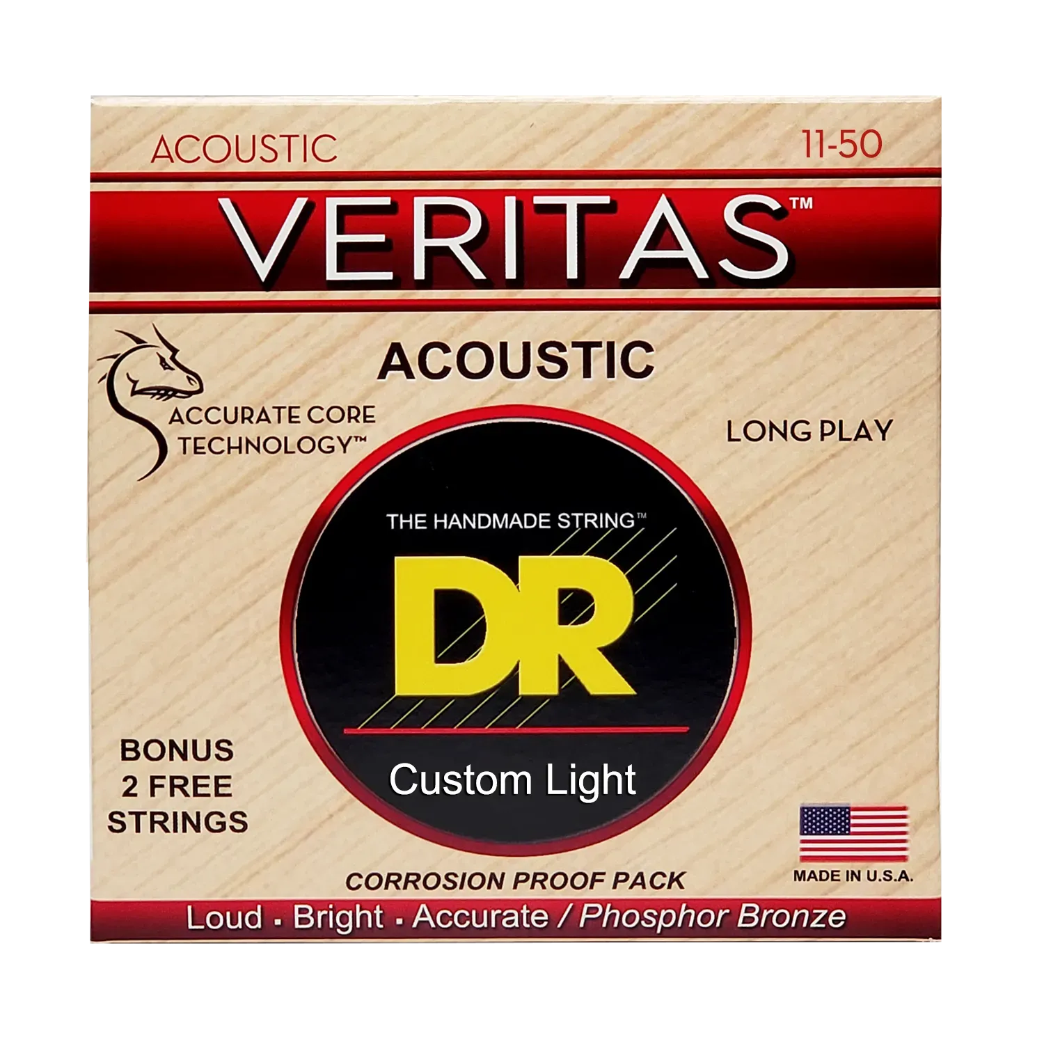 DR Strings Veritas - .011-.050 Custom Light Phosphor Bronze Acoustic Strings — view 3
