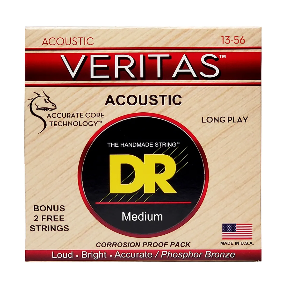 DR Strings VTA-13 Veritas - .013-.056 Medium Phosphor Bronze Acoustic Strings — view 3