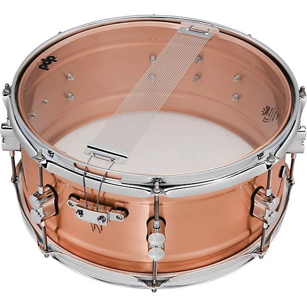 PDP Concept Copper Snare Drum – 6.5 x 14-inch – Natural Brushed Copper with Chrome Hardware — view 3