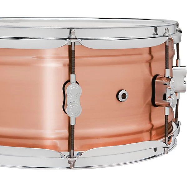 PDP Concept Copper Snare Drum – 6.5 x 14-inch – Natural Brushed Copper with Chrome Hardware — view 6
