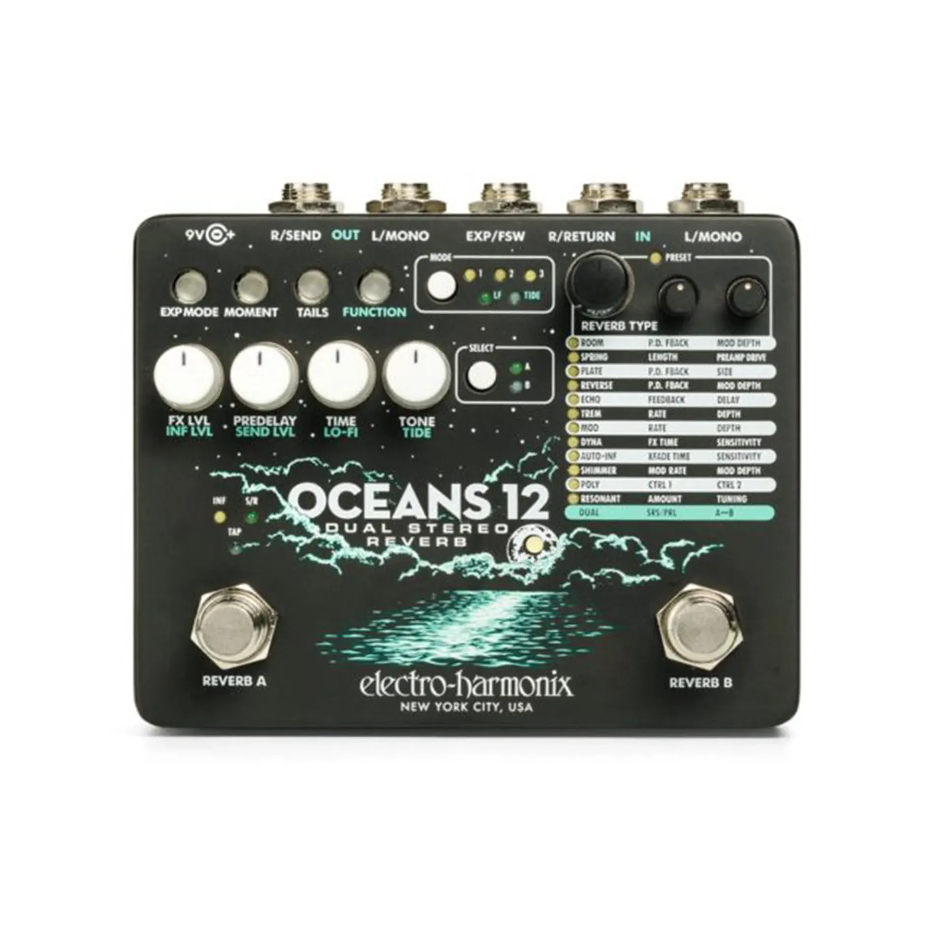 Electro Harmonix Oceans 12 Dual Stereo Reverb Pedal