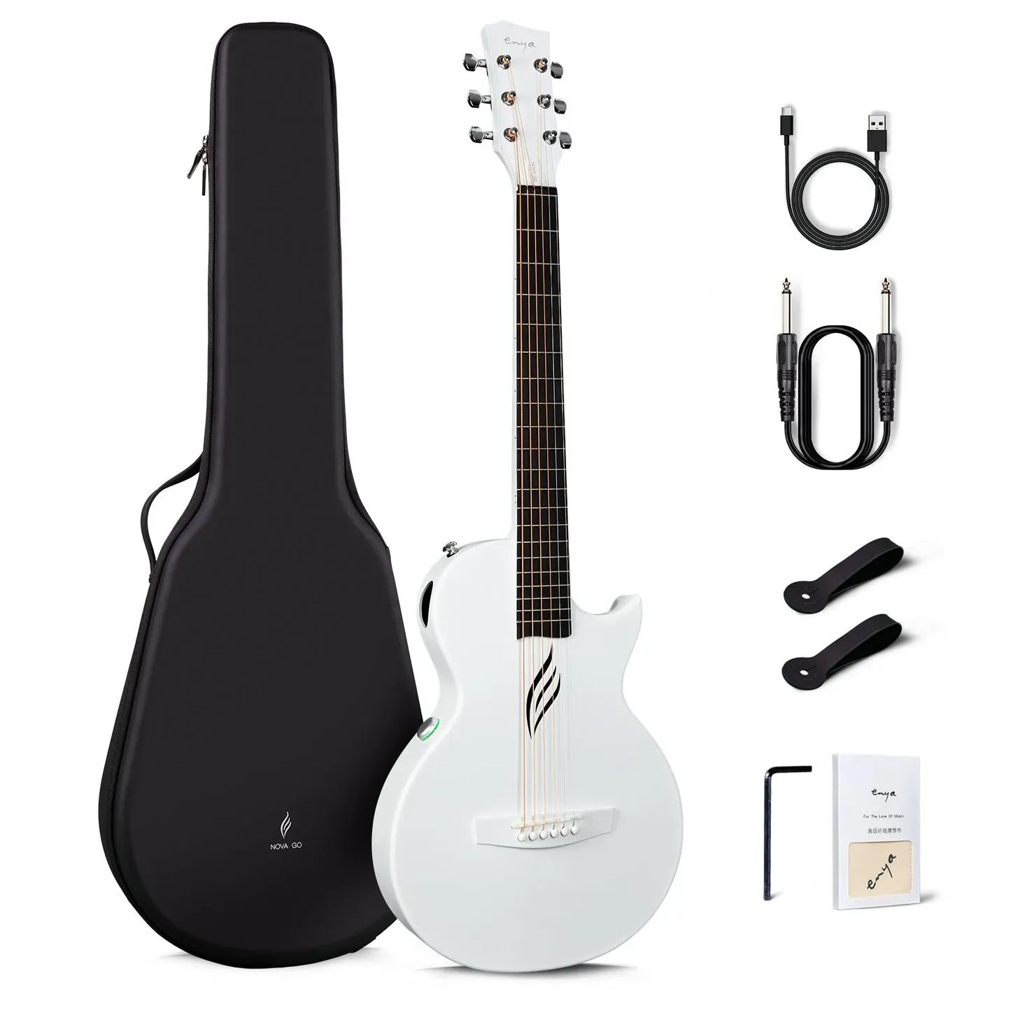 Enya Nova Go SP1 Carbon Fibre Electro-Acoustic Guitar - White — view 6