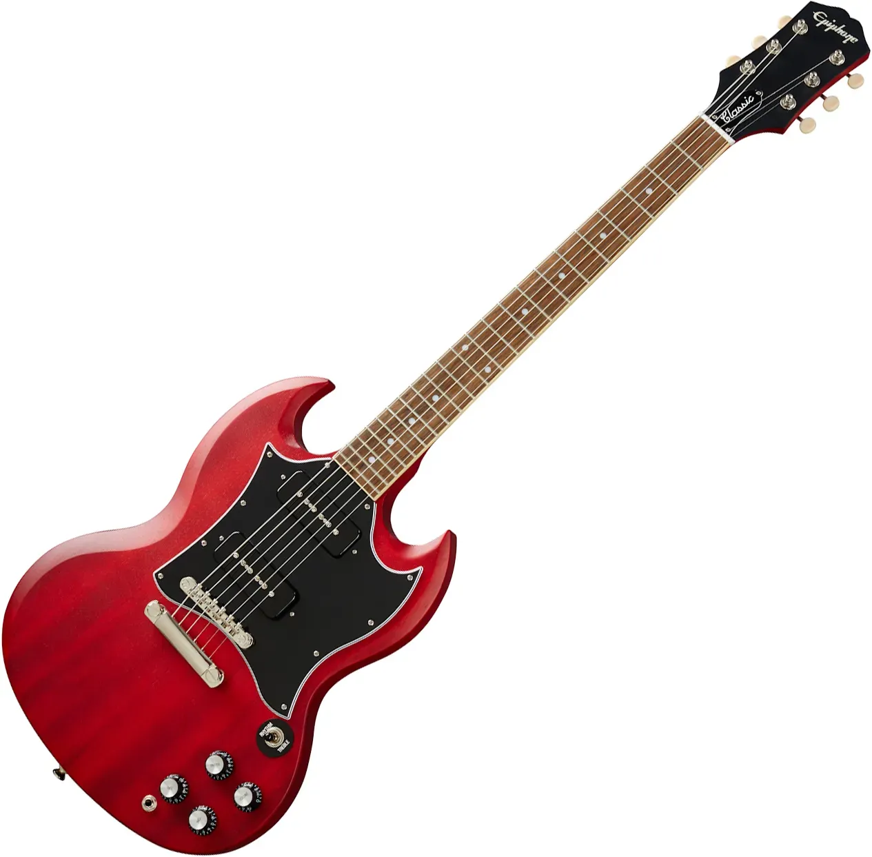 Epiphone SG Classic Worn P-90s Electric Guitar - Worn Cherry — view 2