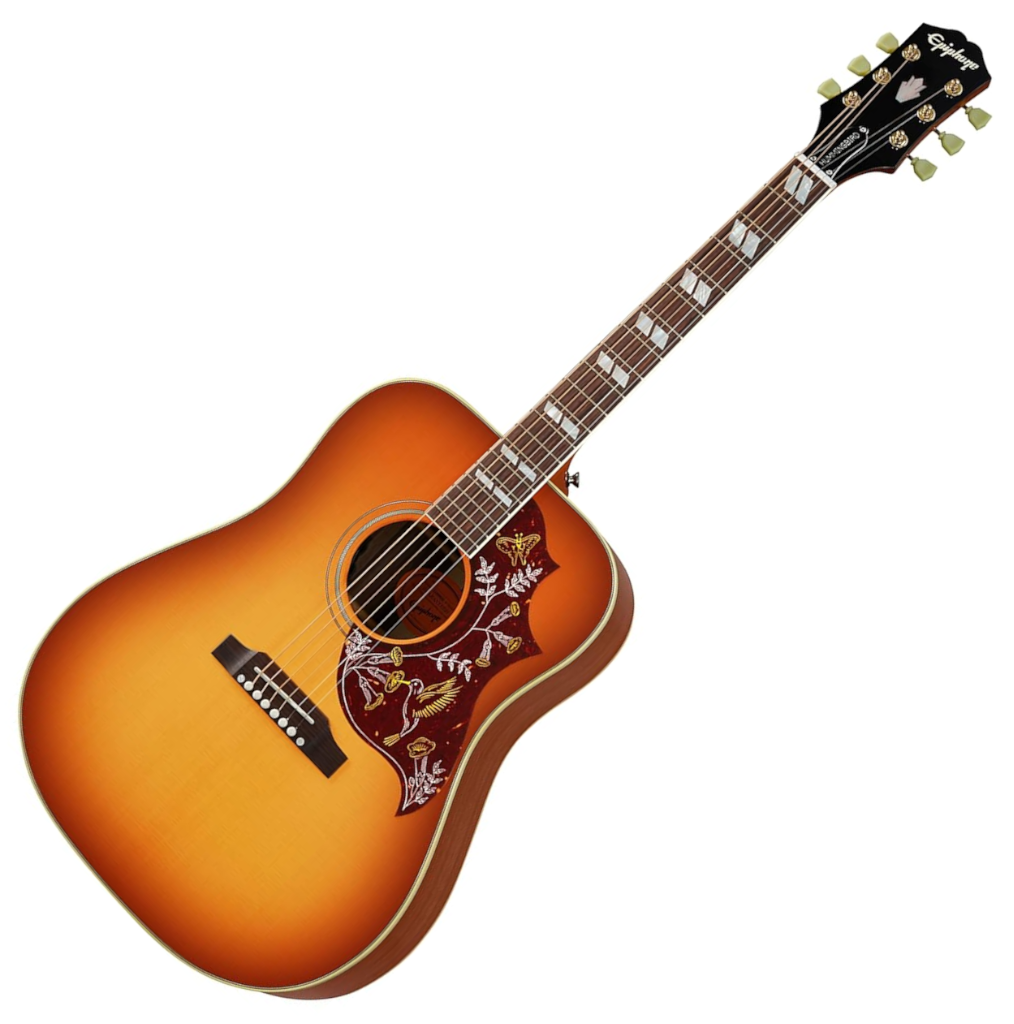 Epiphone Masterbilt Hummingbird Electro Acoustic Guitar – Aged Cherry Sunburst Gloss — view 2