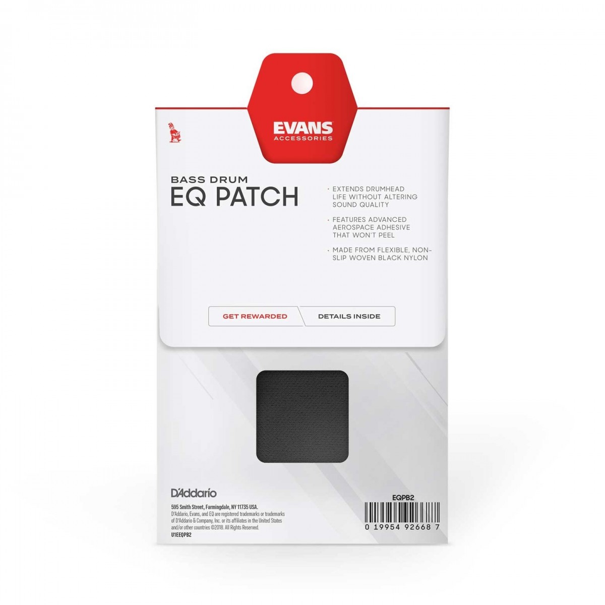 Evans PB2 Double Bass Drum Patch (pair) EQPB2- Black Nylon — view 3