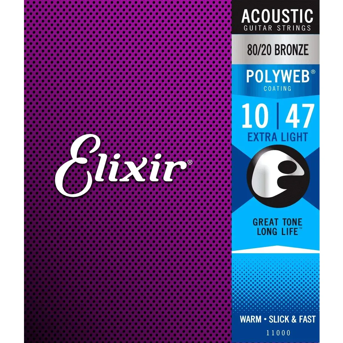 Elixir Strings Polyweb 80/20 Bronze Acoustic Guitar Strings - .010-.047 Extra Light