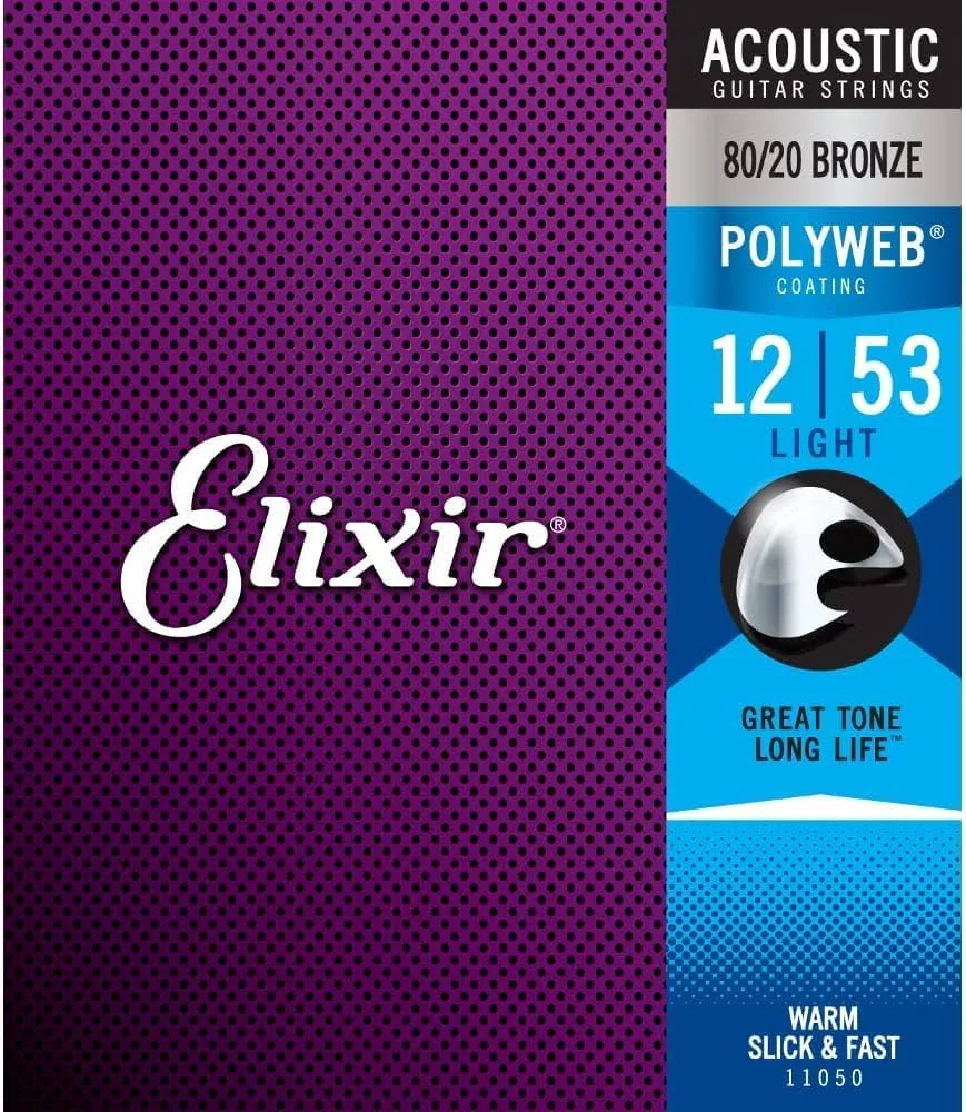 Elixir Strings Polyweb 80/20 Bronze Acoustic Guitar Strings - .012-.053 Light