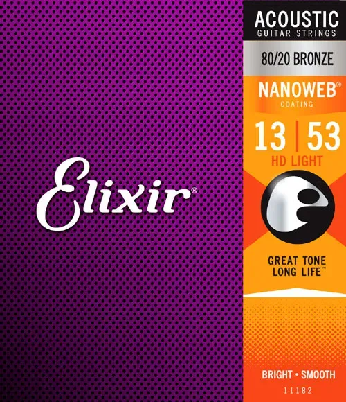 Elixir Strings Nanoweb 80/20 Acoustic Guitar Strings - .013-.053 HD