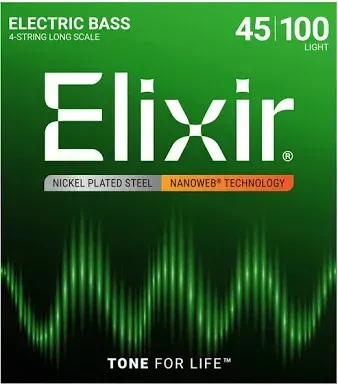 Elixir Nanoweb 80/20 Acoustic Bass Guitar Strings - .045-.100 Light Long Scale