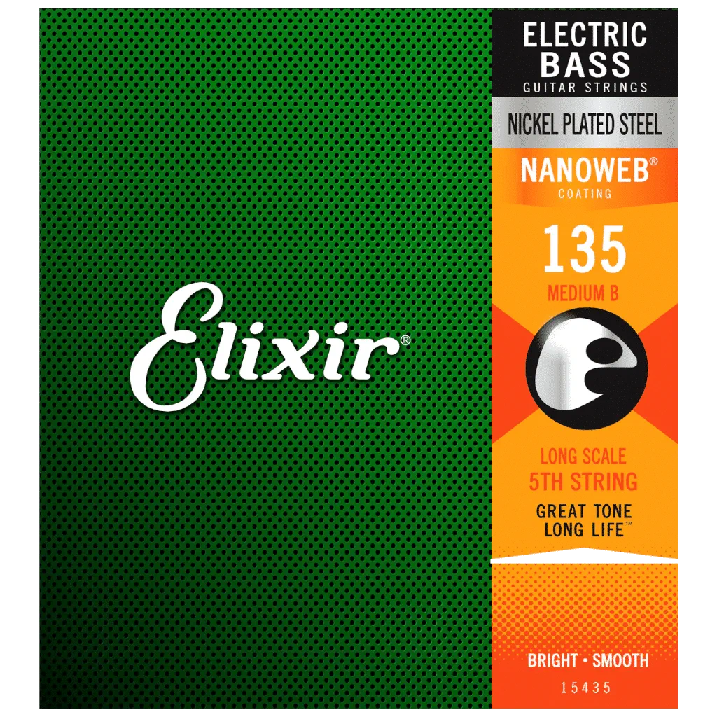 Elixir Nanoweb Nickel Plated Single Electric Bass String – (0.135) — view 1