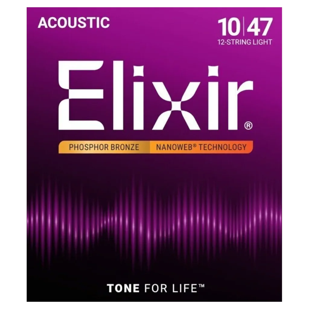 Elixir Strings Nanoweb12-string Acoustic Guitar Strings – (10-47)
