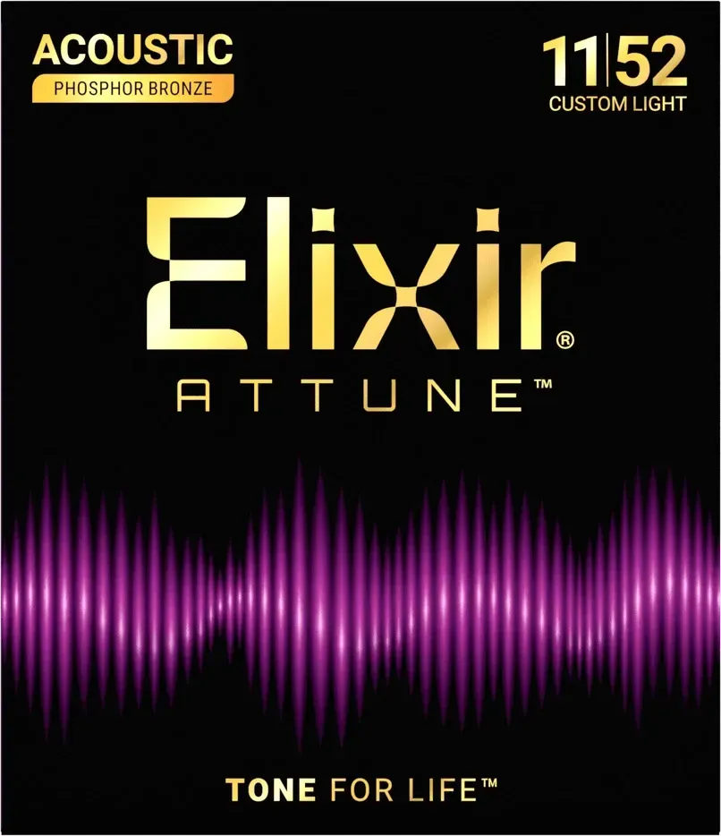Elixir Strings 21027 Attune Phosphor Bronze Acoustic Guitar Strings - .011-.052 Custom Light