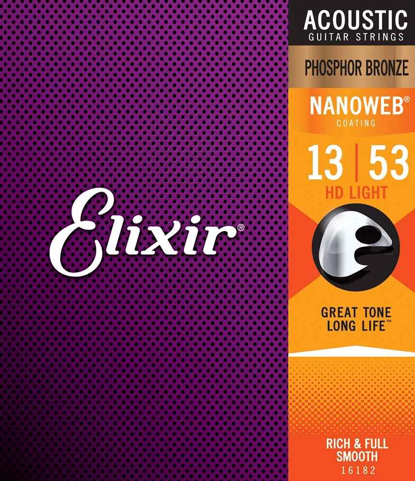 Elixir Nanoweb HD-LIGHT Phosphor Bronze Acoustic Guitar Strings – (13-53)