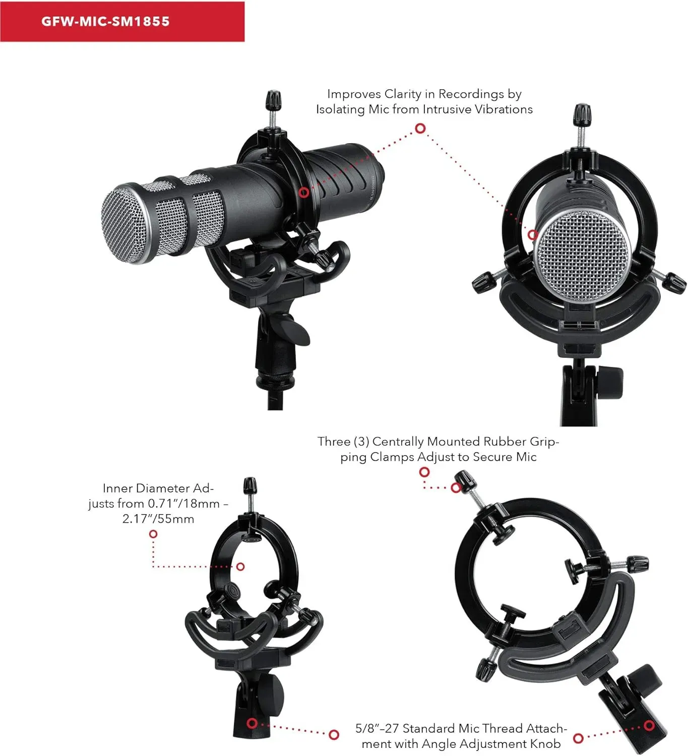 Gator Frameworks DLX Universal Shock Mount 18-55MM — view 3