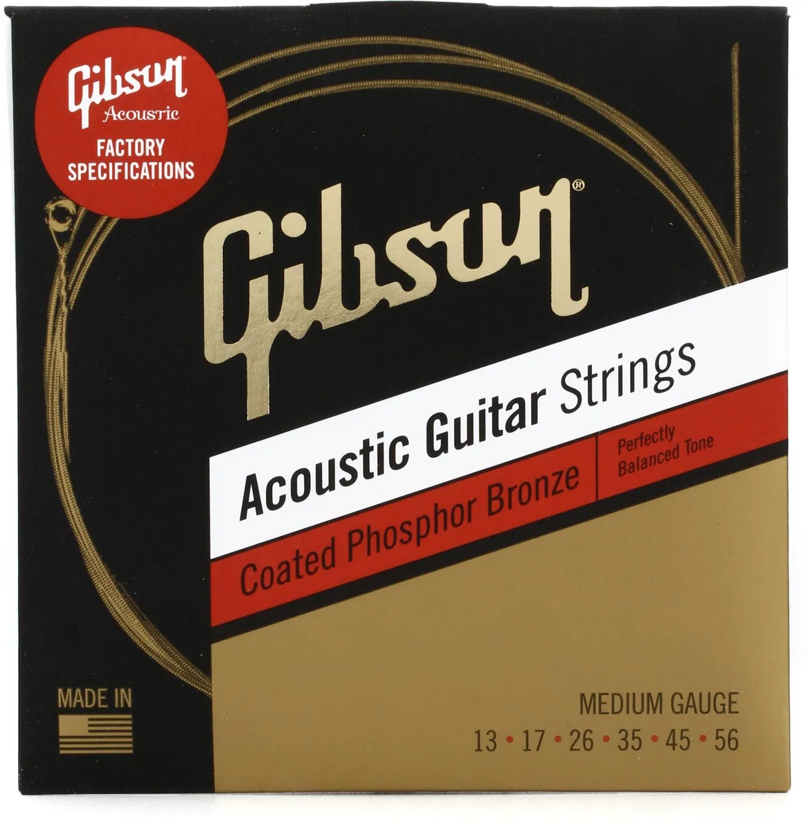 Gibson Coated Phosphor Bronze Acoustic Guitar Strings - .013 - .056 Medium