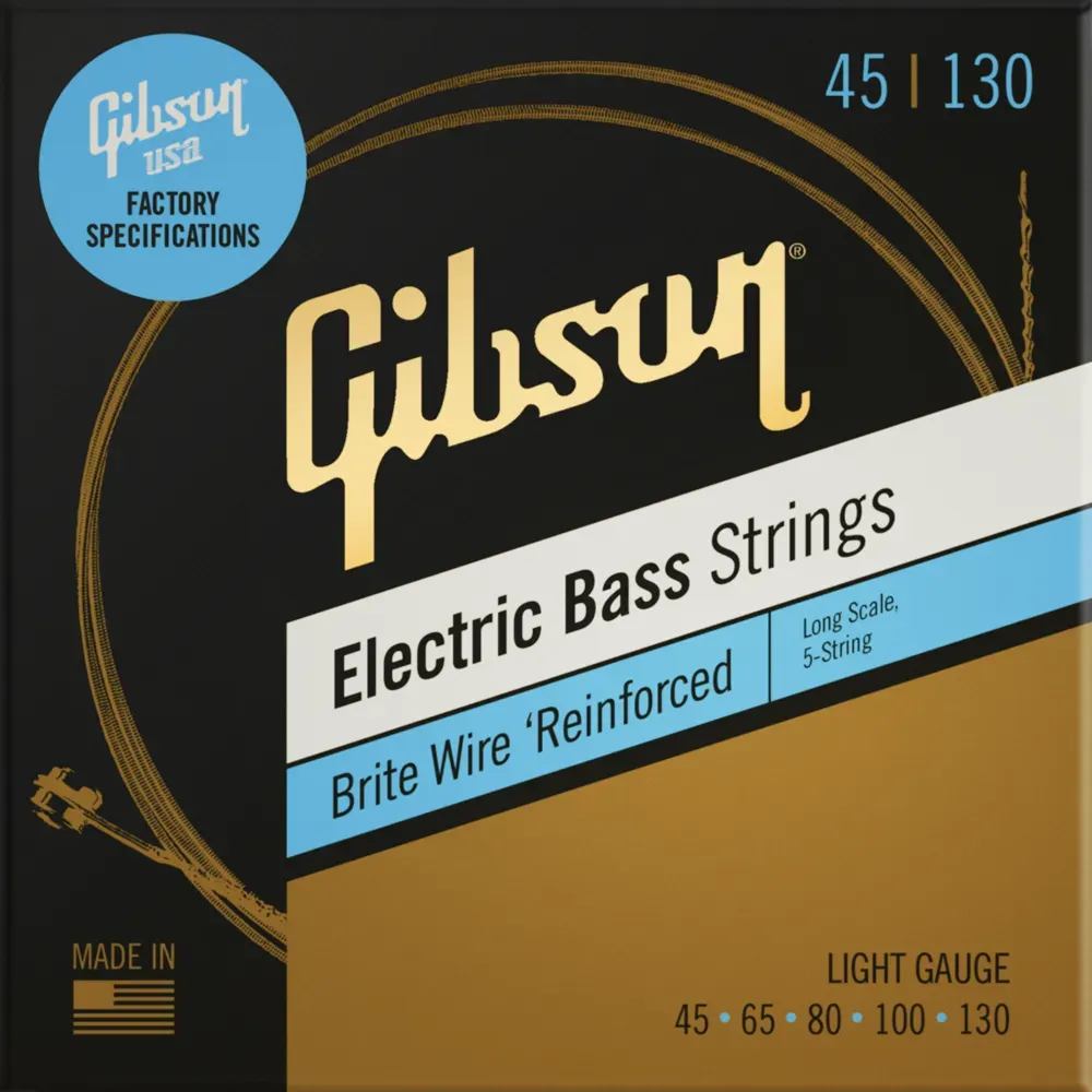 Gibson Brite Wire Electric Bass Strings 5-string Long Scale -.045-.130 Light — view 1