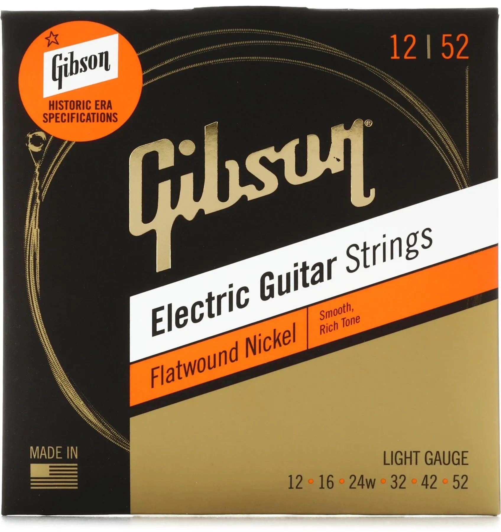 Gibson Flatwound Electric Guitar Strings - .012-.052 Light Gauge