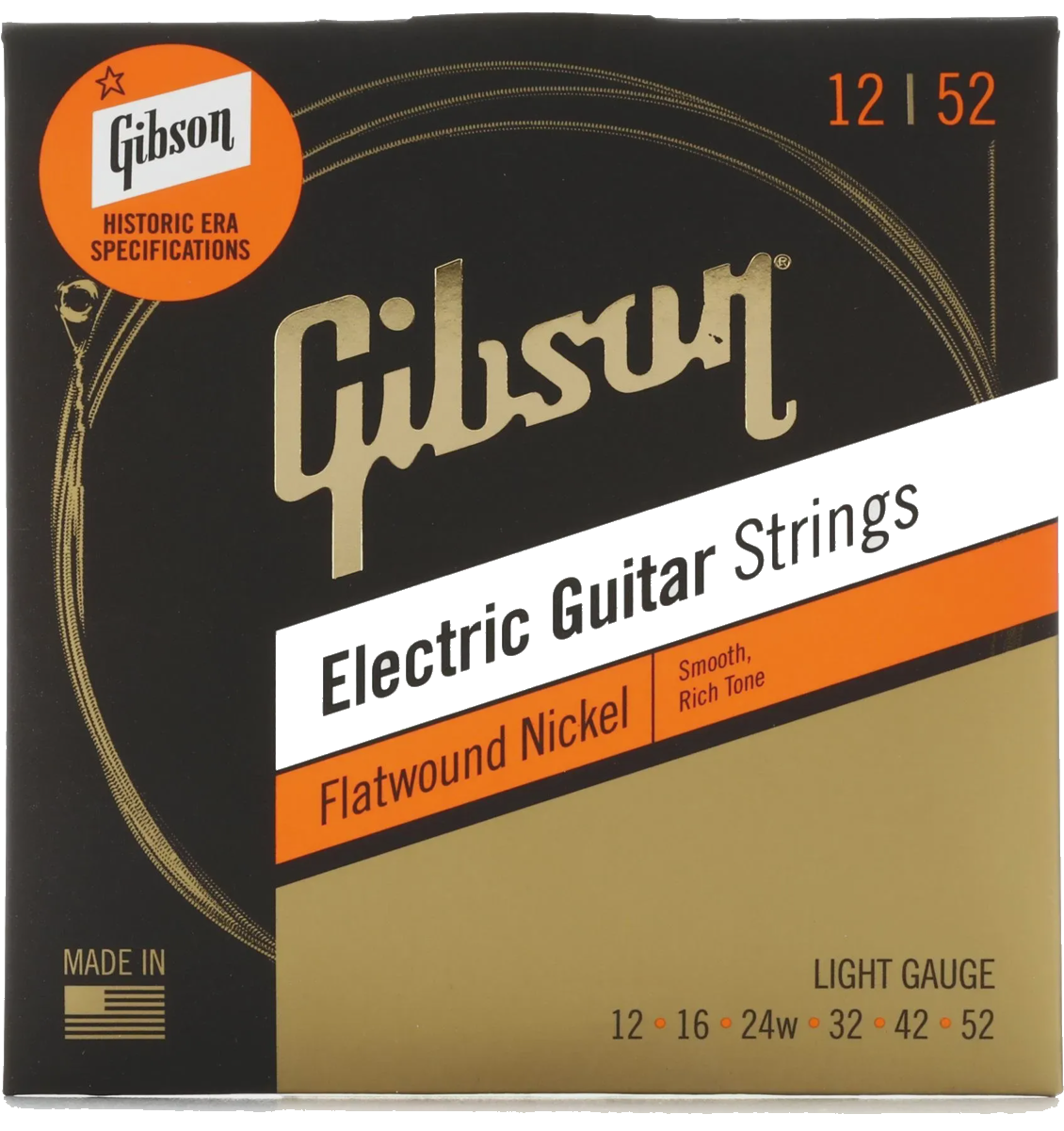 Gibson Flatwound Electric Guitar Strings - .012-.052 Light Gauge