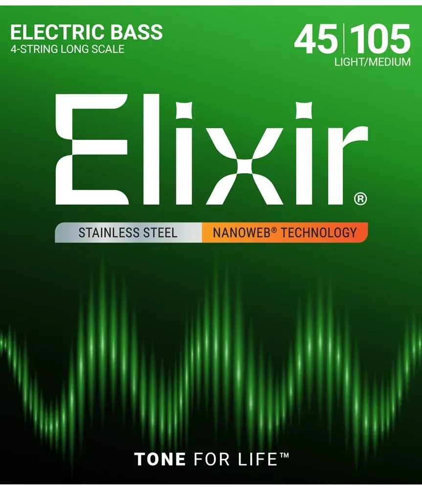 Elixir Nanoweb Long-scale Electric Bass Strings - .045-.105 Light/Medium