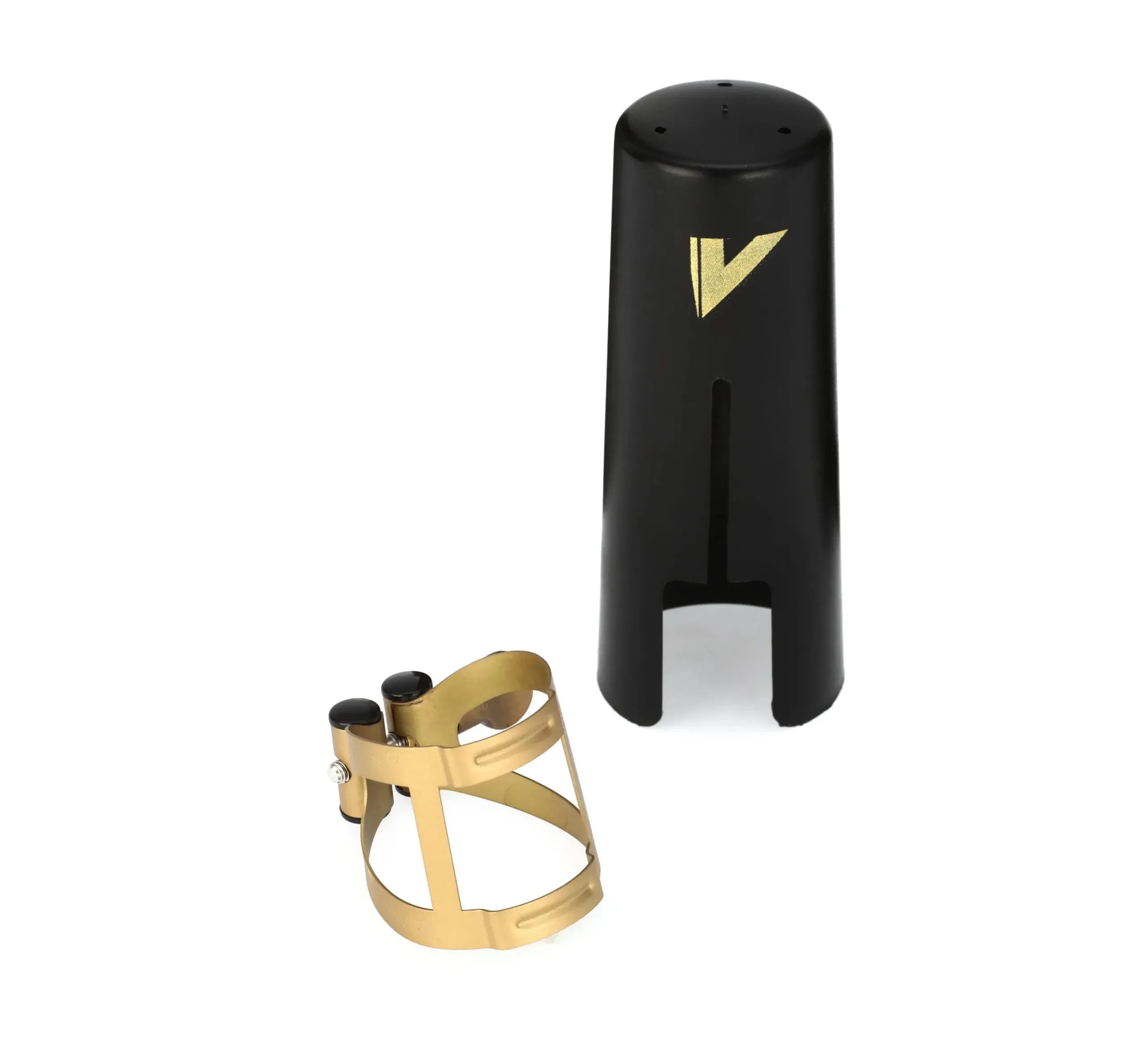 Vandoren M|O Alto Saxophone Ligature and Cap - Aged Gold — view 1