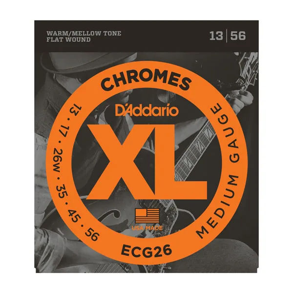 D'Addario Chromes Flat Wound Electric Guitar Strings 13-56 — view 1