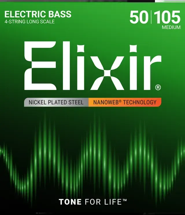 Elixir Nanoweb Electric Bass Guitar Strings - .050-.105 Medium Long Scale — view 1