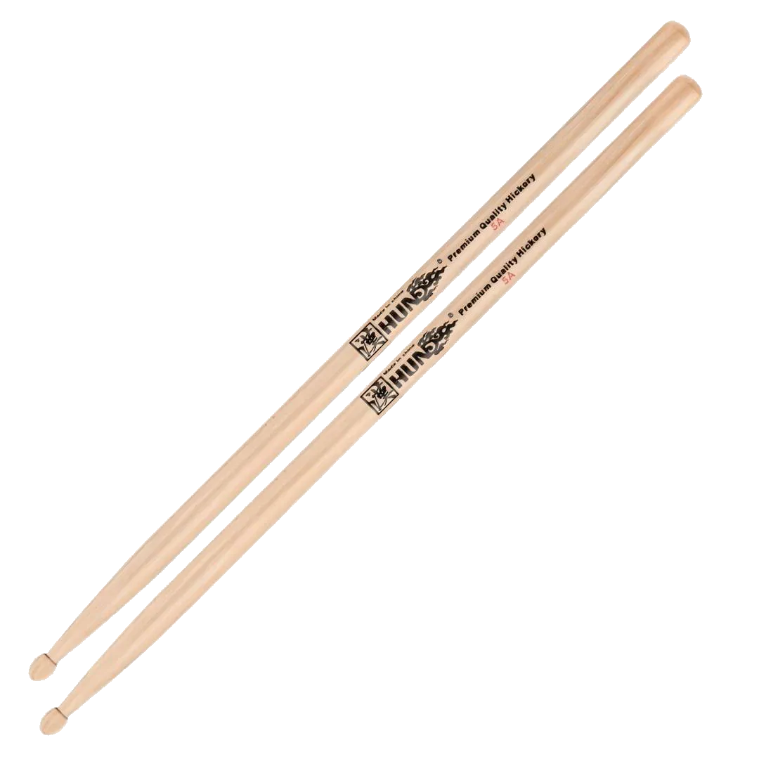 Hun Drum Sticks 5A – Hickory with Natural Wooden Tip — view 1