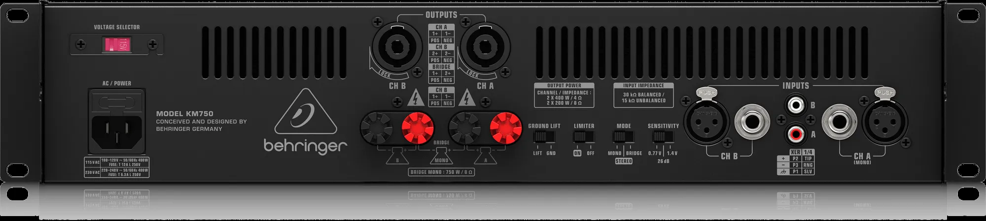 Behringer KM750 750W 2-channel Power Amplifier — view 3