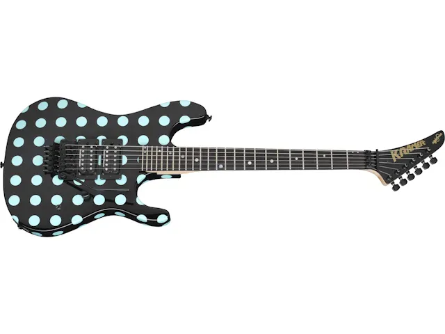 Kramer Nightswan Electric Guitar - Black with Blue Polka Dots — view 4