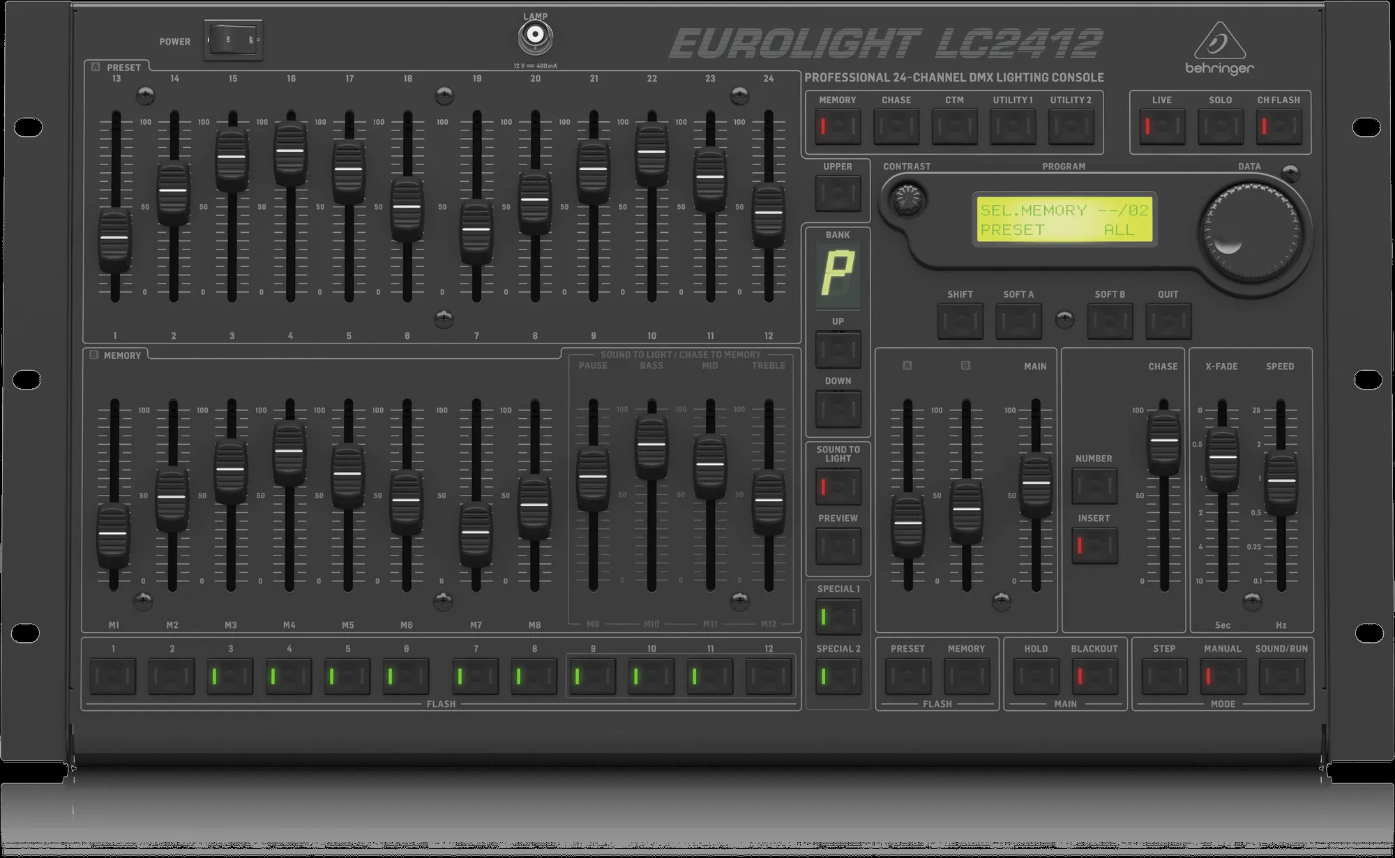Behringer LC2412 V2 512-Ch 24-Fader DMX Controller — view 2
