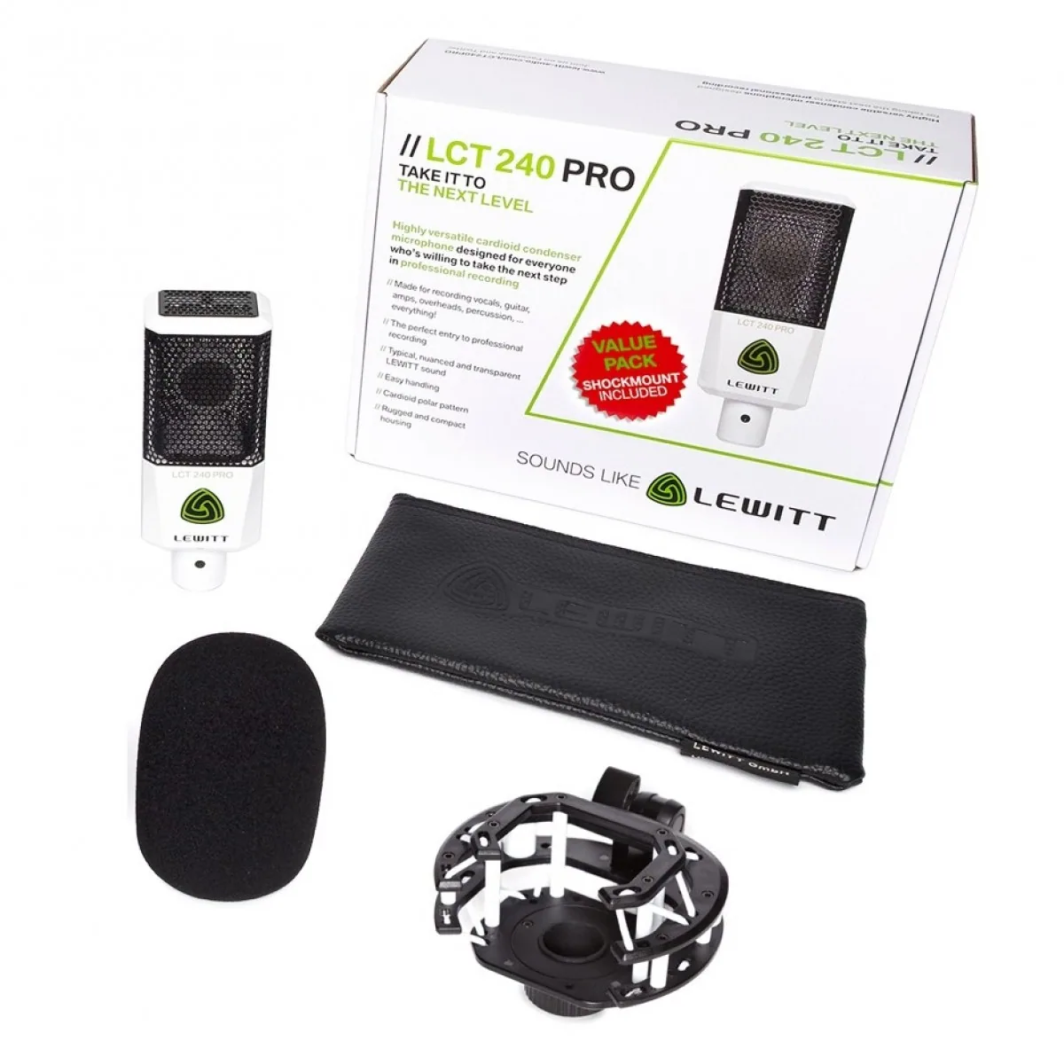 Lewitt LCT240 Pro Cardioid Value Pack, White