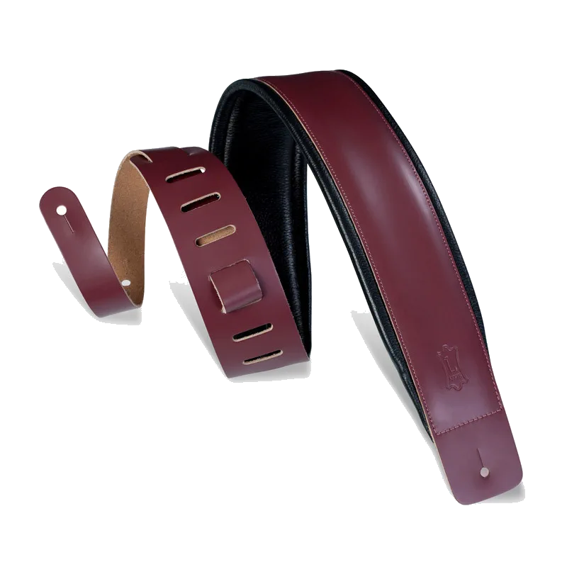 Levy’s Larsen Leather Deluxe Guitar Strap – Burgundy — view 2