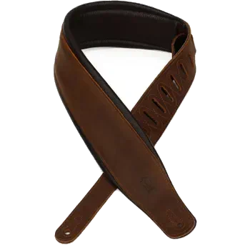 Levy’s 3 Inch Leather Guitar Strap with Foam Padding – Brown