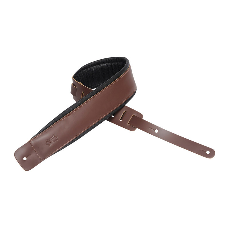 Levy’s 3 Inch Leather Guitar Strap with Foam Padding – Brown — view 2