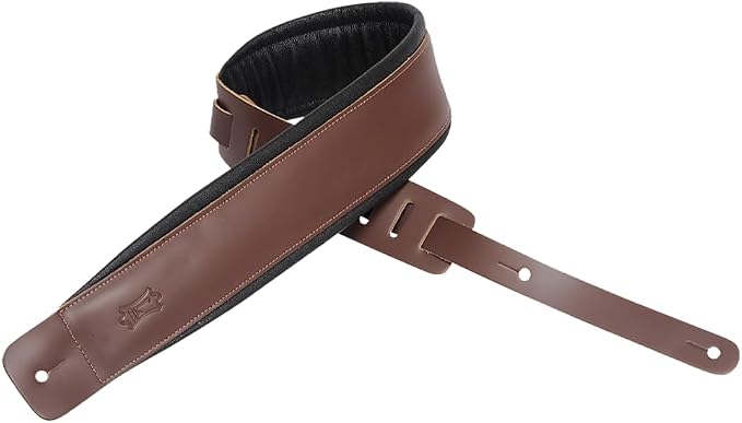 Levy’s 3 Inch Leather Guitar Strap with Foam Padding – Brown — view 3