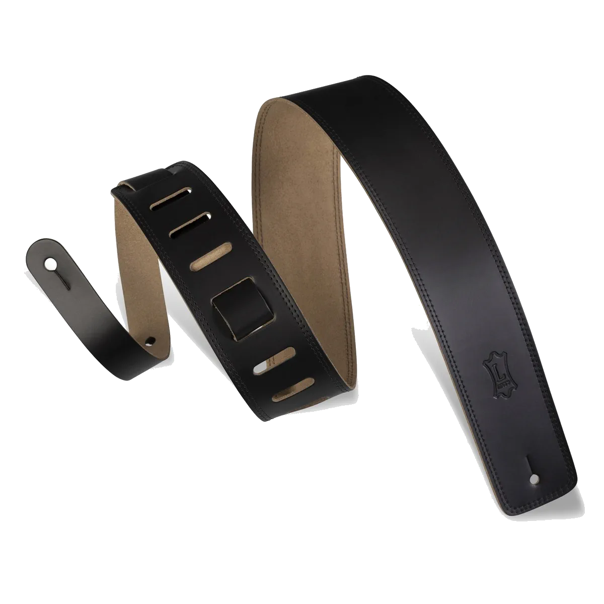 Levy’s M1 Chrome-Tan Leather Guitar Strap – Black — view 1