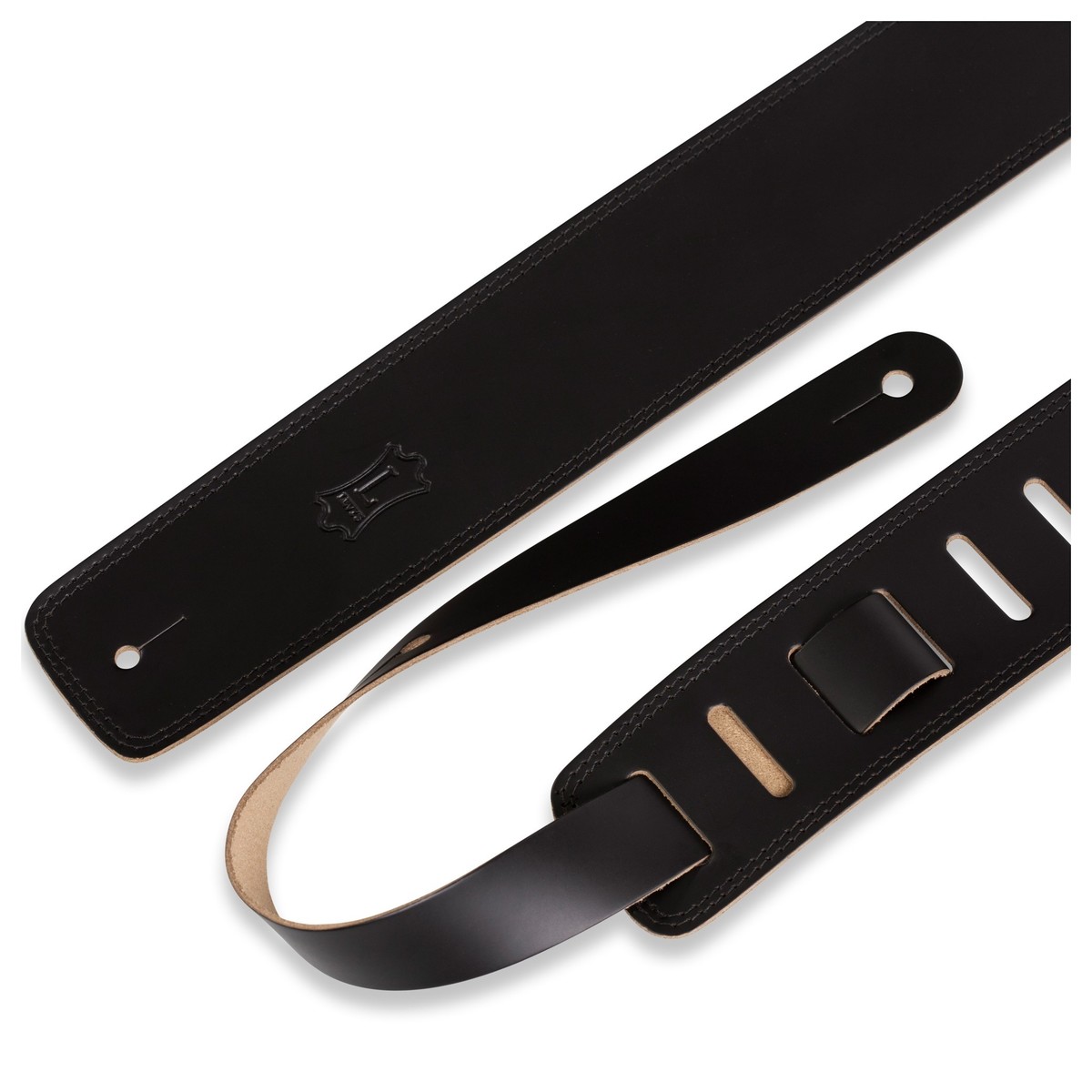 Levy’s M1 Chrome-Tan Leather Guitar Strap – Black — view 2