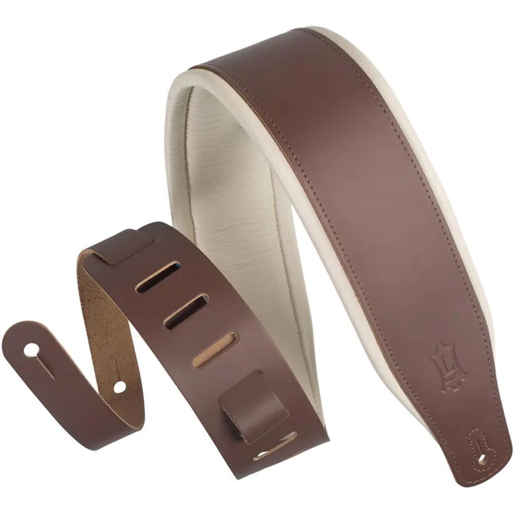 Levy’s Top Grain Leather Guitar Strap – Brown and Cream — view 1
