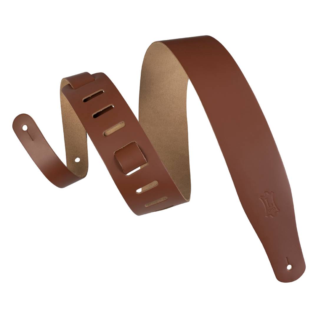 Levy’s Streamline Series 2.5″ Top Grain Leather Guitar Strap – Walnut — view 1