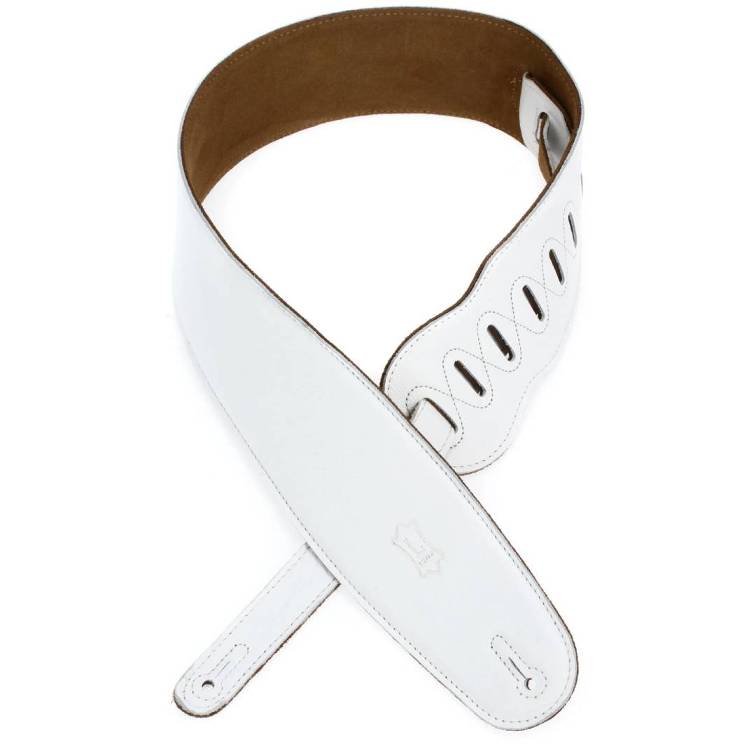Levy’s M4GF-WHT 3.5-inch Padded Garment Leather Bass Strap – White
