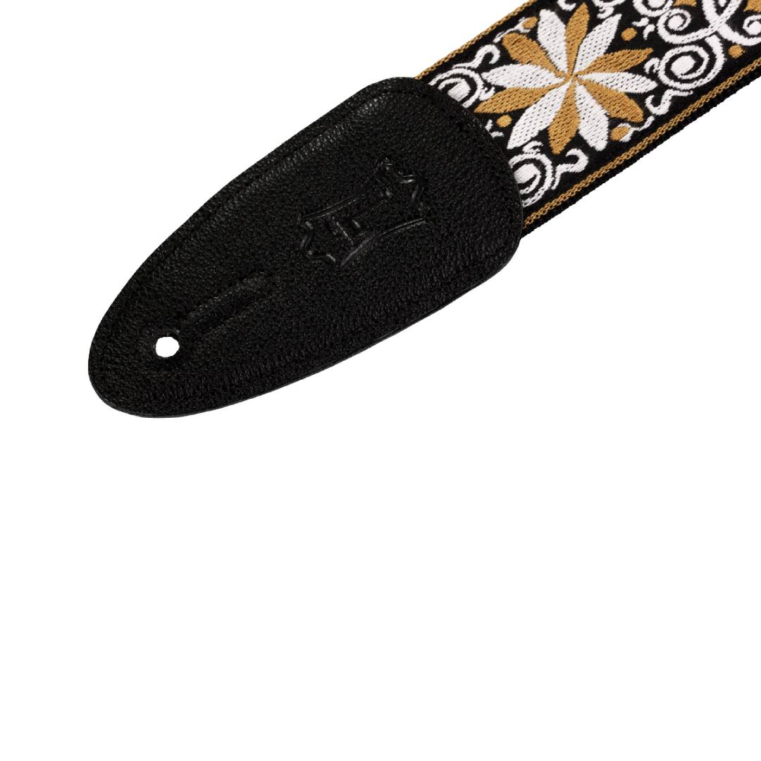 Levy’s M8HT 2-inch Jacquard Weave ’60s Hootenanny Guitar Strap – Yellow and White Floral — view 2