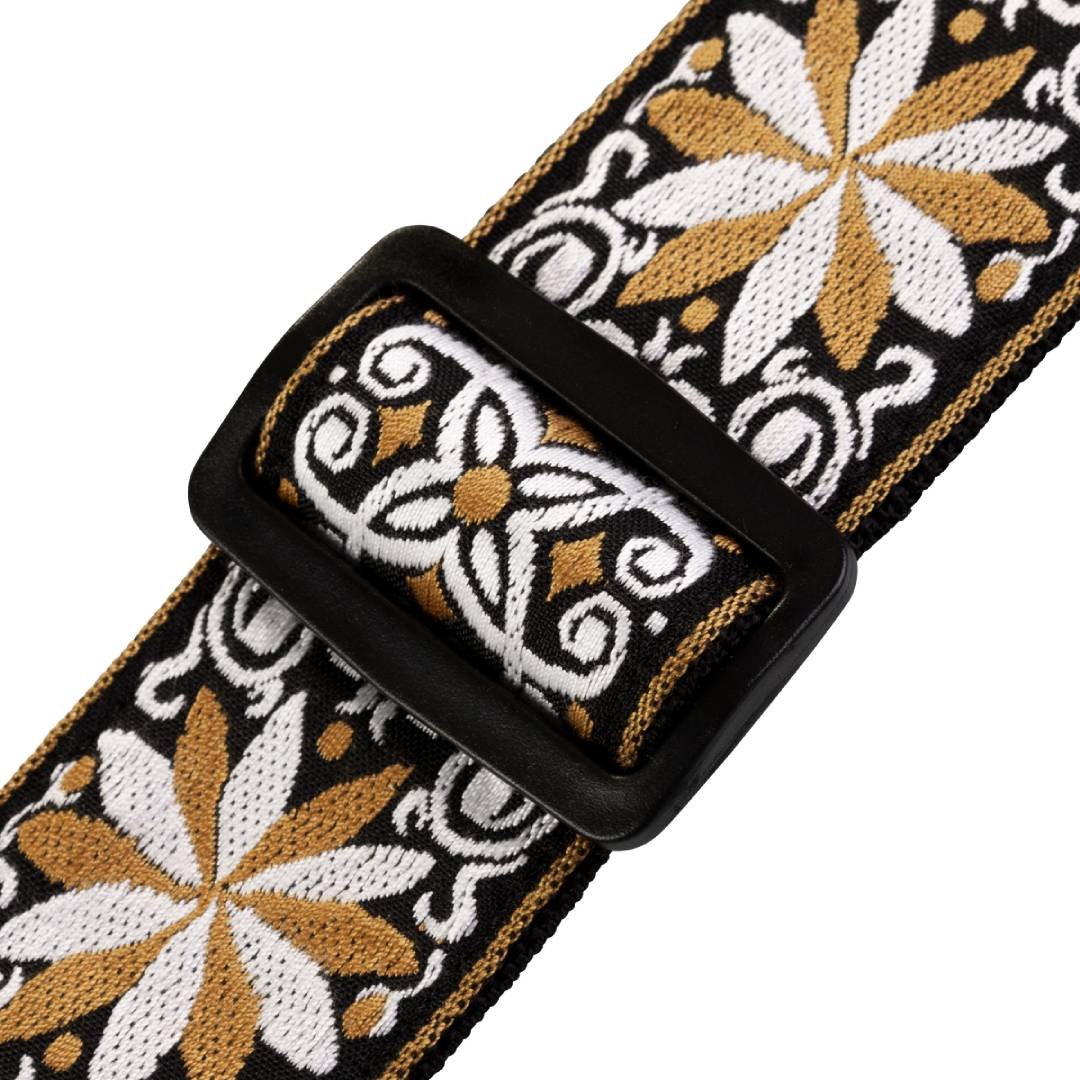 Levy’s M8HT 2-inch Jacquard Weave ’60s Hootenanny Guitar Strap – Yellow and White Floral — view 3