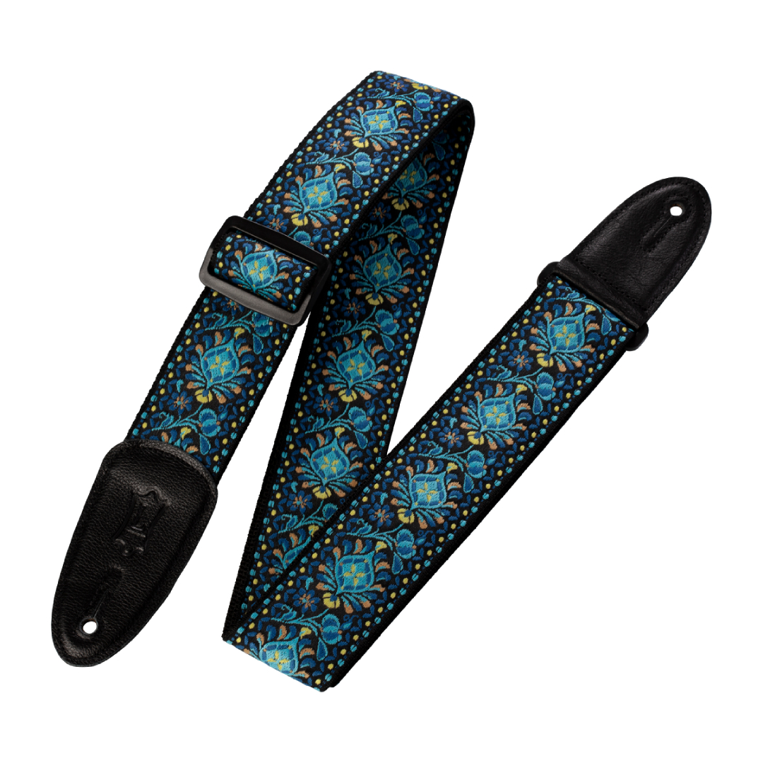 Levy’s M8HT 2-inch Jacquard Weave Guitar Strap – Blue and Yellow Floral