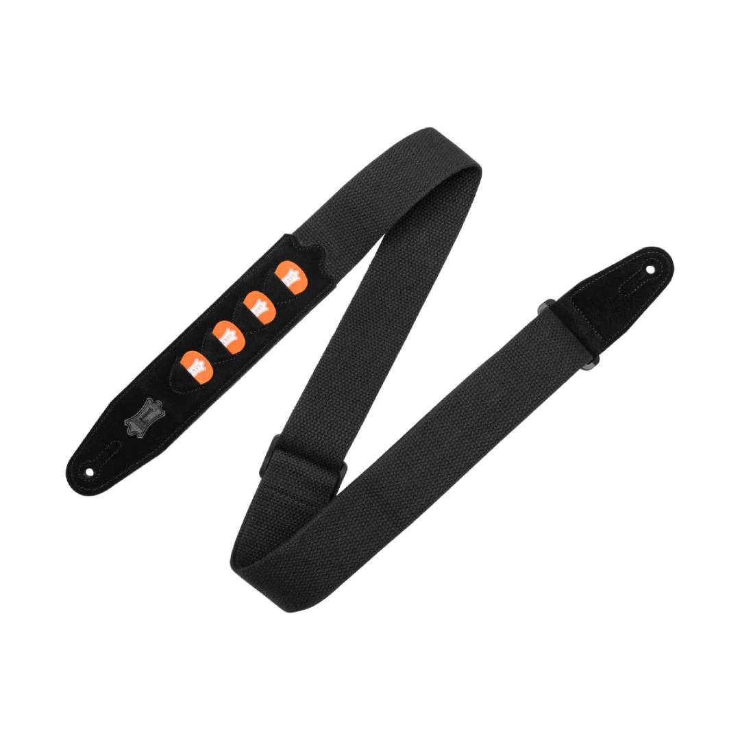 Levy’s MC2PH 2-inch Cotton Pickholder Guitar Strap – Black — view 1