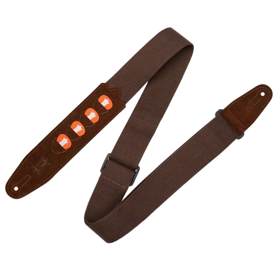 Levy’s MC2PH 2-inch Cotton Pickholder Guitar Strap – Brown — view 1